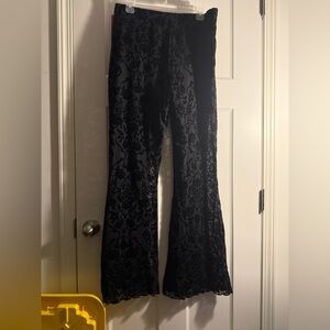 Romwe Black Lace Flared Pants 1x